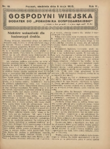 Gospodyni Wiejska: dodatek do „Poradnika Gospodarskiego” 1923.05.06 R.6 Nr18