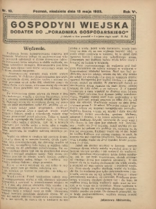 Gospodyni Wiejska: dodatek do „Poradnika Gospodarskiego” 1923.05.13 R.6 Nr19