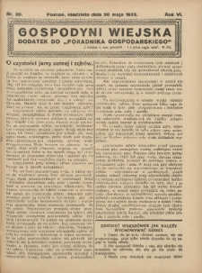 Gospodyni Wiejska: dodatek do „Poradnika Gospodarskiego” 1923.05.20 R.6 Nr20