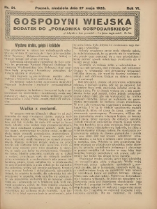 Gospodyni Wiejska: dodatek do „Poradnika Gospodarskiego” 1923.05.27 R.6 Nr21
