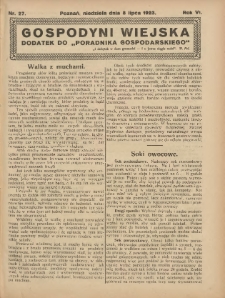Gospodyni Wiejska: dodatek do „Poradnika Gospodarskiego” 1923.07.08 R.6 Nr27