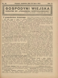 Gospodyni Wiejska: dodatek do „Poradnika Gospodarskiego” 1923.07.29 R.6 Nr30