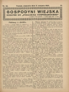 Gospodyni Wiejska: dodatek do „Poradnika Gospodarskiego” 1923.08.12 R.6 Nr32