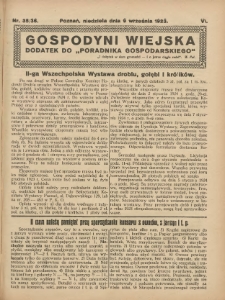 Gospodyni Wiejska: dodatek do „Poradnika Gospodarskiego” 1923.09.09 R.6 Nr35-36