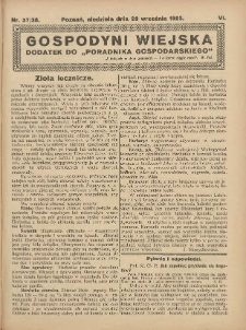Gospodyni Wiejska: dodatek do „Poradnika Gospodarskiego” 1923.09.23 R.6 Nr37-38