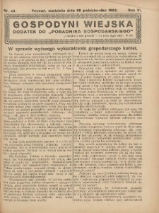 Gospodyni Wiejska: dodatek do „Poradnika Gospodarskiego” 1923.10.28 R.6 Nr43