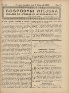 Gospodyni Wiejska: dodatek do „Poradnika Gospodarskiego” 1923.11.11 R.6 Nr45