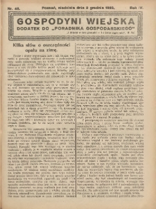 Gospodyni Wiejska: dodatek do „Poradnika Gospodarskiego” 1923.12.02 R.6 Nr48