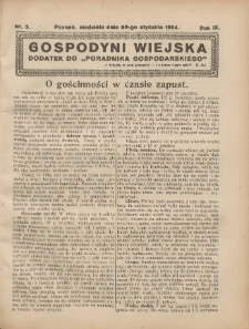 Gospodyni Wiejska: dodatek do „Poradnika Gospodarskiego” 1924.01.20 R.9 Nr3