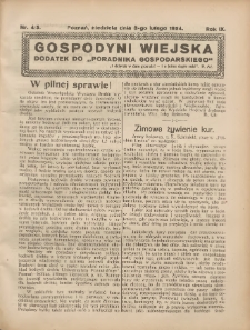 Gospodyni Wiejska: dodatek do „Poradnika Gospodarskiego” 1924.02.03 R.9 Nr4-5