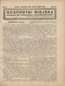 Gospodyni Wiejska: dodatek do „Poradnika Gospodarskiego” 1924.02.10 R.9 Nr6