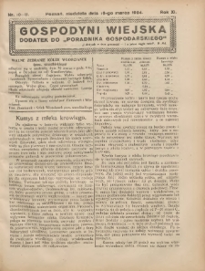 Gospodyni Wiejska: dodatek do „Poradnika Gospodarskiego” 1924.03.16 R.11 Nr10-11