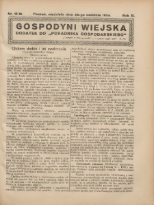 Gospodyni Wiejska: dodatek do „Poradnika Gospodarskiego” 1924.04.20 R.11 Nr15-16