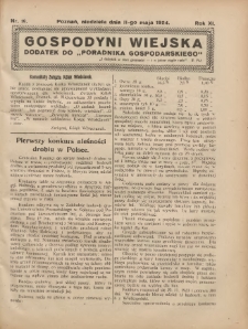 Gospodyni Wiejska: dodatek do „Poradnika Gospodarskiego” 1924.05.11 R.11 Nr19