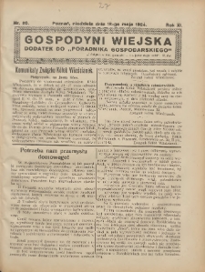 Gospodyni Wiejska: dodatek do „Poradnika Gospodarskiego” 1924.05.18 R.11 Nr20