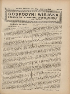 Gospodyni Wiejska: dodatek do „Poradnika Gospodarskiego” 1924.06.15 R.11 Nr24