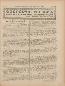 Gospodyni Wiejska: dodatek do „Poradnika Gospodarskiego” 1924.07.06 R.11 Nr27