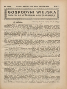 Gospodyni Wiejska: dodatek do „Poradnika Gospodarskiego” 1924.08.10 R.11 Nr31-32