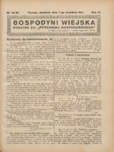 Gospodyni Wiejska: dodatek do „Poradnika Gospodarskiego” 1924.09.07 R.11 Nr35-36