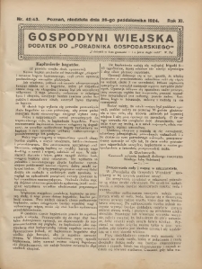 Gospodyni Wiejska: dodatek do „Poradnika Gospodarskiego” 1924.10.26 R.11 Nr42-43