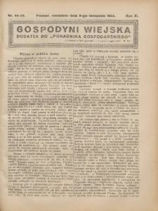 Gospodyni Wiejska: dodatek do „Poradnika Gospodarskiego” 1924.11.09 R.11 Nr44-45