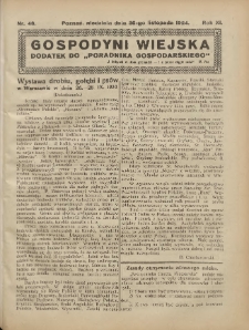 Gospodyni Wiejska: dodatek do „Poradnika Gospodarskiego” 1924.11.30 R.11 Nr48