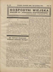Gospodyni Wiejska: dodatek do „Poradnika Gospodarskiego” 1924.12.07 R.11 Nr49
