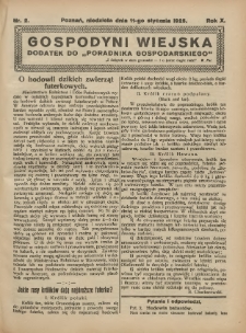 Gospodyni Wiejska: dodatek do „Poradnika Gospodarskiego” 1925.01.11 R.10 Nr2