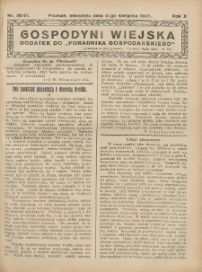 Gospodyni Wiejska: dodatek do „Poradnika Gospodarskiego” 1925.08.02 R.10 Nr30-31