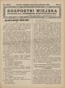 Gospodyni Wiejska: dodatek do „Poradnika Gospodarskiego” 1925.08.16 R.10 Nr32-33