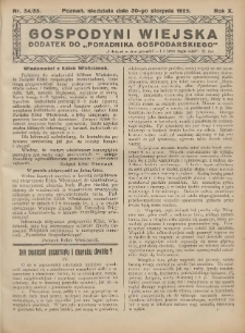 Gospodyni Wiejska: dodatek do „Poradnika Gospodarskiego” 1925.08.30 R.10 Nr34-35