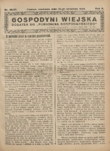 Gospodyni Wiejska: dodatek do „Poradnika Gospodarskiego” 1925.09.13 R.10 Nr36-37