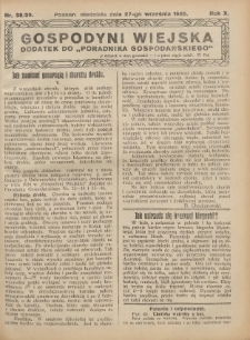 Gospodyni Wiejska: dodatek do „Poradnika Gospodarskiego” 1925.09.27 R.10 Nr38-39