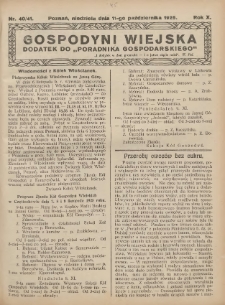 Gospodyni Wiejska: dodatek do „Poradnika Gospodarskiego” 1925.10.11 R.10 Nr40-41