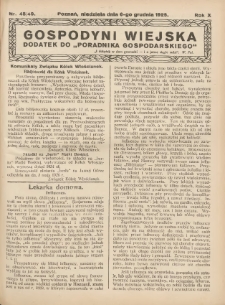 Gospodyni Wiejska: dodatek do „Poradnika Gospodarskiego” 1925.12.06 R.10 Nr48-49