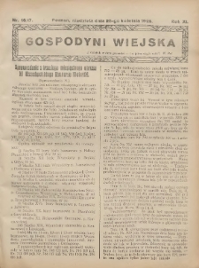 Gospodyni Wiejska: dodatek do „Poradnika Gospodarskiego” 1926.04.25 R.11 Nr16-17