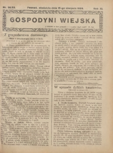 Gospodyni Wiejska: dodatek do „Poradnika Gospodarskiego” 1926.08.15 R.11 Nr32-33