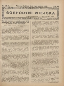 Gospodyni Wiejska: dodatek do „Poradnika Gospodarskiego” 1926.12.05 R.11 Nr48-49