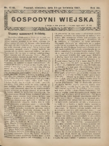 Gospodyni Wiejska: dodatek do „Poradnika Gospodarskiego” 1927.04.24 R.12 Nr17-18