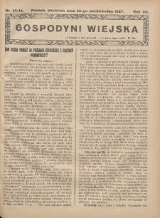 Gospodyni Wiejska: dodatek do „Poradnika Gospodarskiego” 1927.10.23 R.12 Nr43-44
