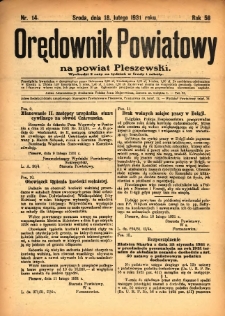 Orędownik Powiatowy na Powiat Pleszewski 1931.02.18 R.58 Nr14
