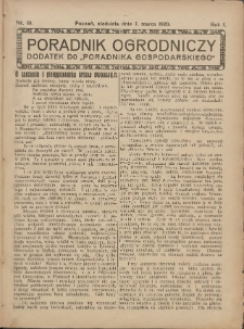 Poradnik Ogrodniczy. 1920.03.07 R.1 Nr10