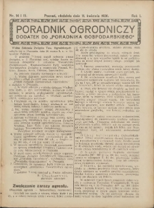 Poradnik Ogrodniczy. 1920.04.11 R.1 Nr14-15