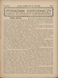 Poradnik Ogrodniczy. 1920.05.23 R.1 Nr20-21