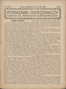 Poradnik Ogrodniczy. 1920.05.23 R.1 Nr20-21
