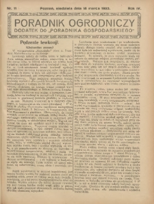 Poradnik Ogrodniczy. 1923.03.18 R.4 Nr11