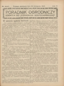 Poradnik Ogrodniczy. 1923.11.23 R.4 Nr46-47