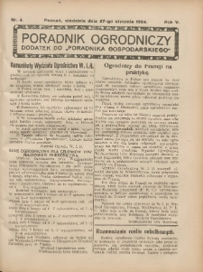 Poradnik Ogrodniczy. 1924.01.27 R.5 Nr4