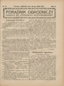 Poradnik Ogrodniczy. 1924.05.25 R.5 Nr21