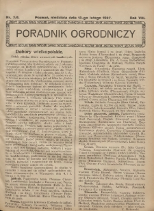 Poradnik Ogrodniczy. 1927.02.13 R.8 Nr7-8